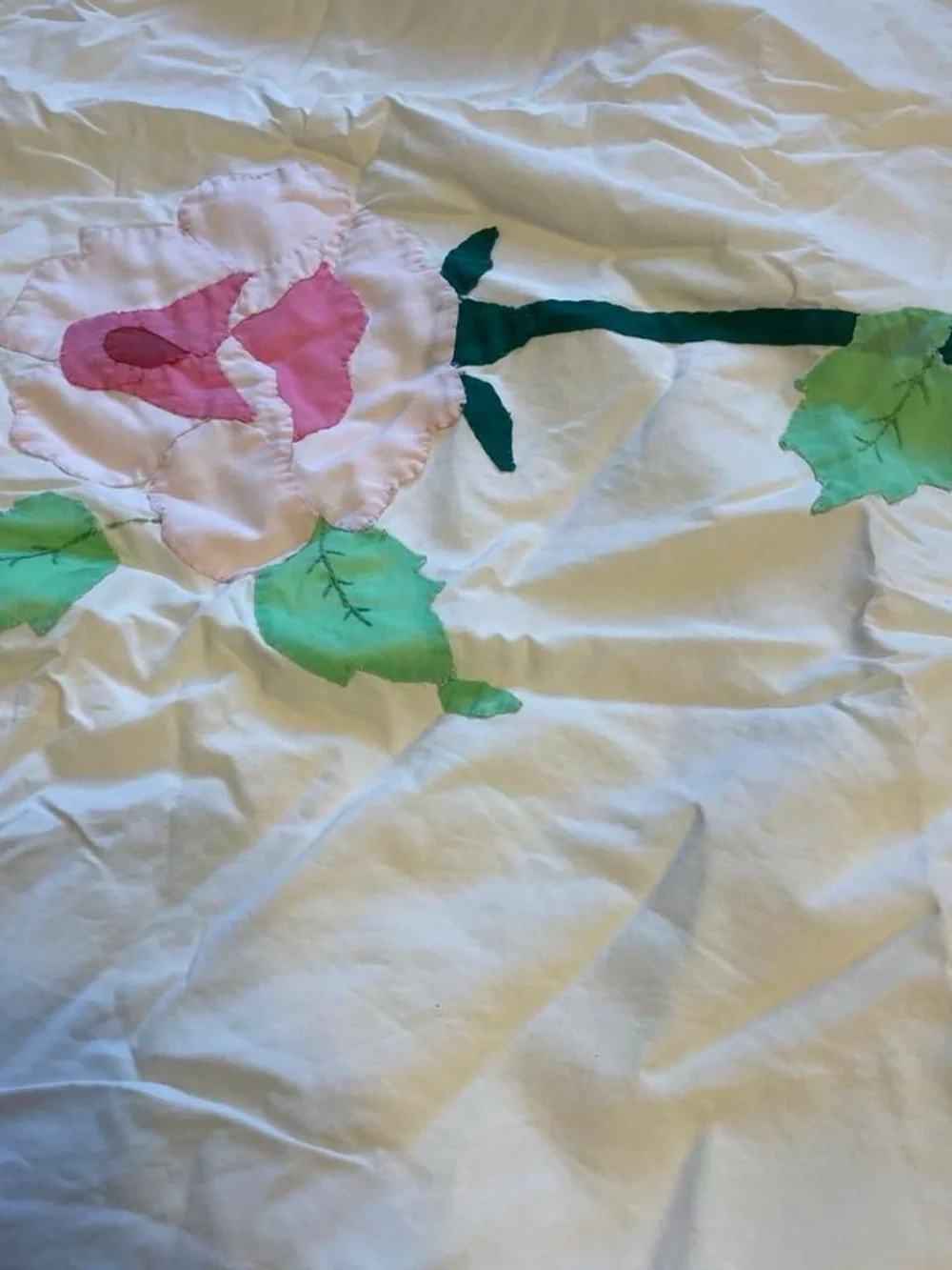 Floral Appliqué Pillowcases - Pink Rose Motif set of 2